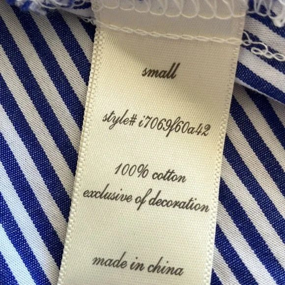 Miami Blue & White Stripe Mini Dress W/ Red Embroidery On/Off Shoulder SzS- EUC - Picture 5 of 6